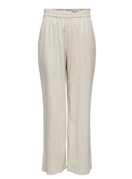 Calças de linho bege Only Tokyo para mulher