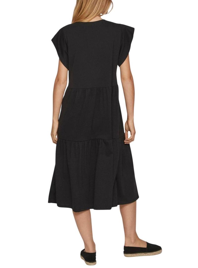 Vestido Vila Visummer midi preto para mulher