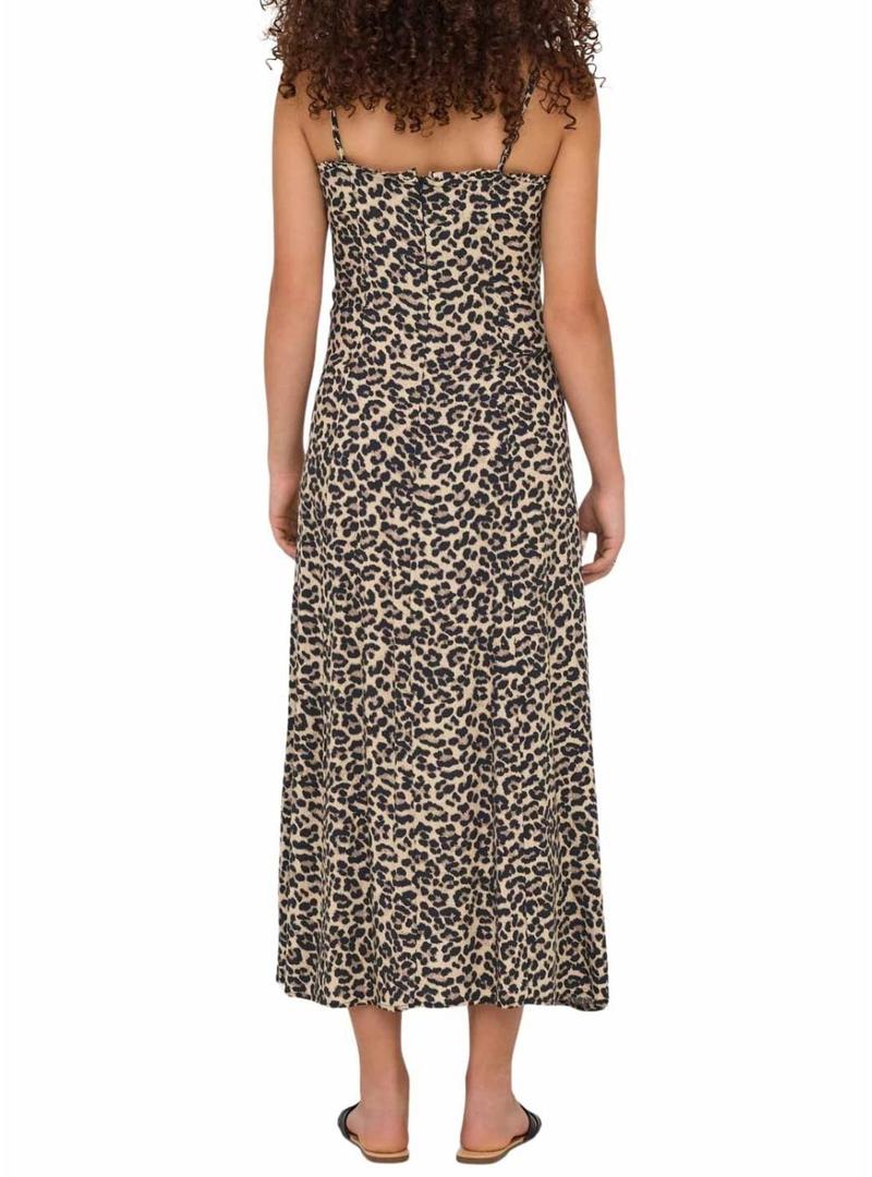 Vestido Only Nelly leopardo marrom para mulher.