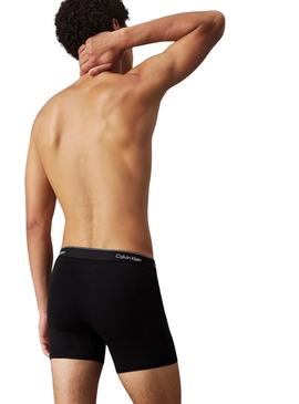Pack com 3 cuecas Calvin Klein boxer preto e branco para homens.