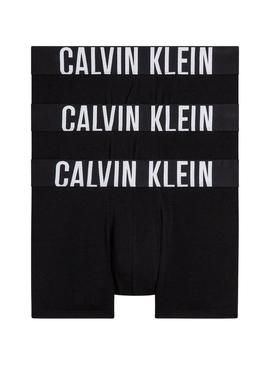 Pack 3 cuecas Calvin Klein boxer ajustadas preta e branca para homem.
