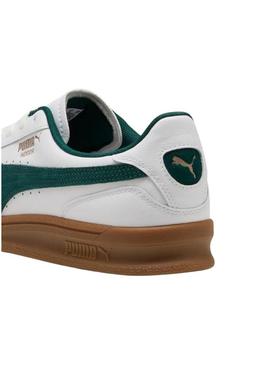 Tênis Puma Indoor branco e verde para homem.
