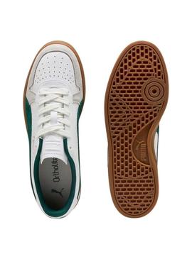 Tênis Puma Indoor branco e verde para homem.
