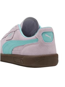 Sapatilhas Puma Palermo rosa e turquesa para mulher.