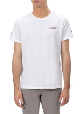 Camisa El Pulpo Triplologo branca e rosa para homem.