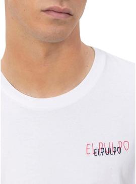 Camisa El Pulpo Triplologo branca e rosa para homem.