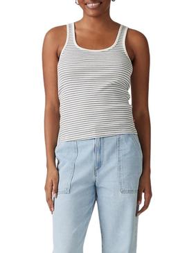 Camiseta  Levis Essential Rib listrada para mulher.