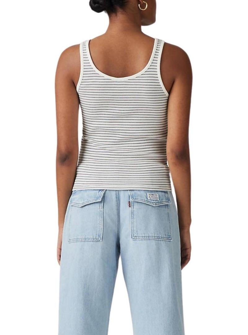 Camiseta  Levis Essential Rib listrada para mulher.