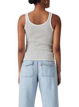 Camiseta  Levis Essential Rib listrada para mulher.