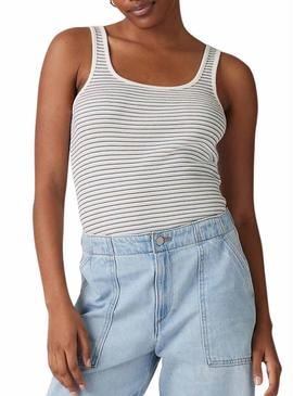 Camiseta  Levis Essential Rib listrada para mulher.