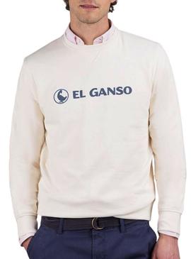Moletom El Ganso Flocado bege para homem.