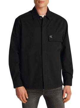 Camisa de carga preta Calvin Klein Jeans para homem