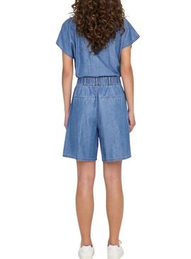 Bermuda Only Bea em denim azul para mulher