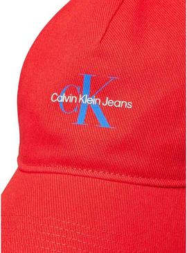 Boné Calvin Klein Jeans Monologo Baseball vermelho para homens.