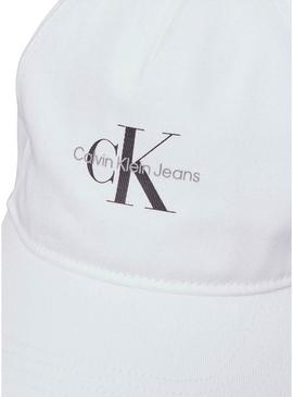 Boné Calvin Klein Jeans Monologo Baseball branco para homem.