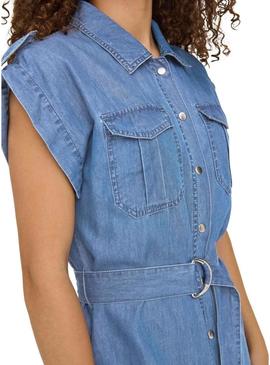 Vestido Only Bea Franco azul para mulher.