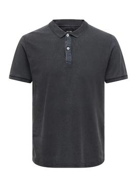 Camisa Polo Only and Sons Travis azul marinho para homem.