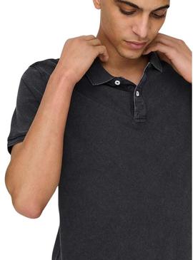 Camisa Polo Only and Sons Travis azul marinho para homem.