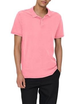 Polo Only and Sons Travis rosa para homem.