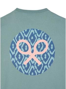 Camiseta Silbon Rombos turquesa para homem.