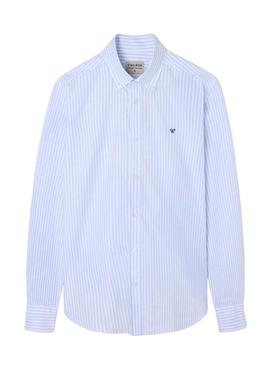 Camisa Silbon Oxford azul e branca para homem