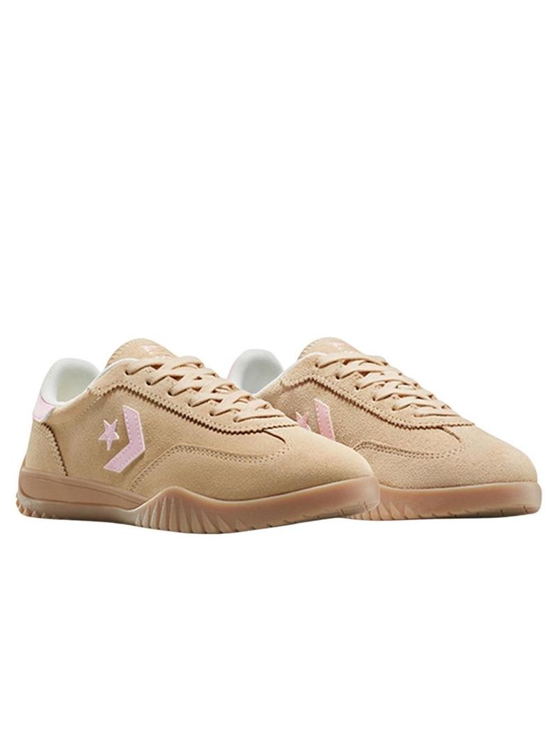 Tênis Converse Run Star Trainer em camurça camel para mulher.