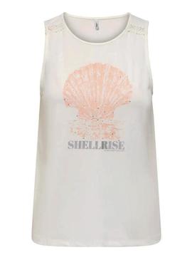 Camiseta Only Free branca e coral para mulher