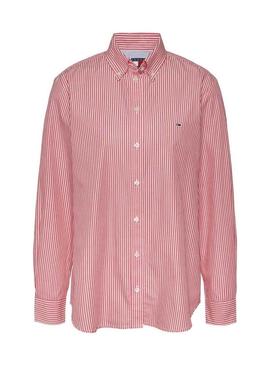 Camisa Tommy Jeans Poplin listras para homem