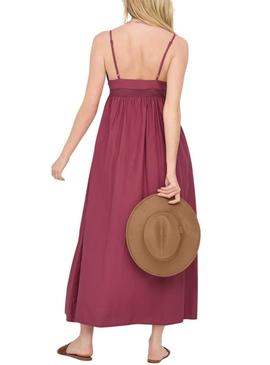 Vestido Only Briar granate para mulher.