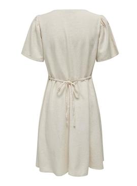 Vestido Only Vita bege para mulher.