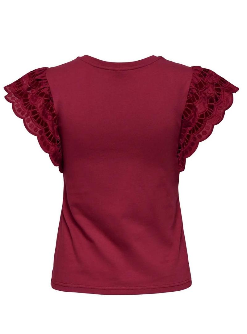 Camiseta Only Macy grená para mulher.