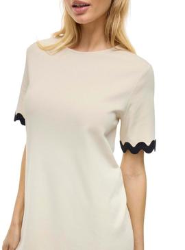 Vestido Vila Calisa bege para mulher.