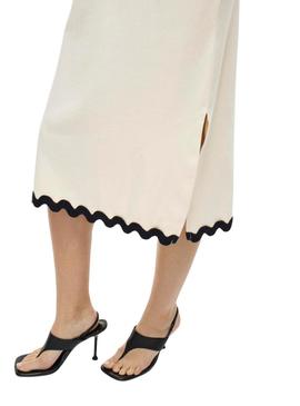 Vestido Vila Calisa bege para mulher.