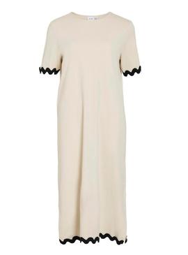 Vestido Vila Calisa bege para mulher.