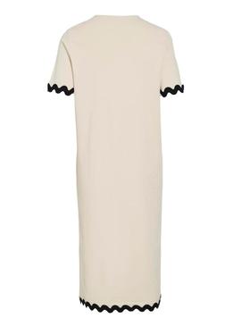 Vestido Vila Calisa bege para mulher.