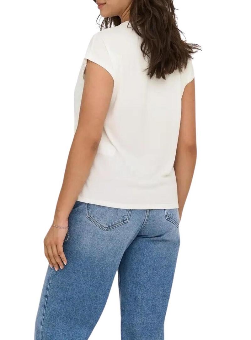 Camiseta Only Free Life bege para mulher.