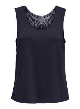 Camiseta Only Freda azul marinho para mulher.