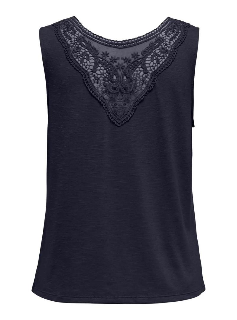 Camiseta Only Freda azul marinho para mulher.