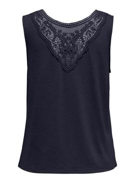 Camiseta Only Freda azul marinho para mulher.