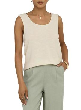 Camiseta Only Freda bege para mulher