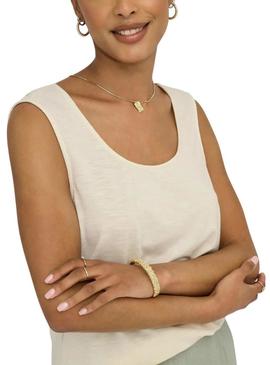 Camiseta Only Freda bege para mulher