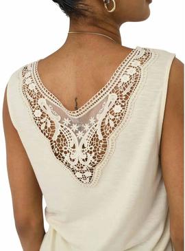 Camiseta Only Freda bege para mulher