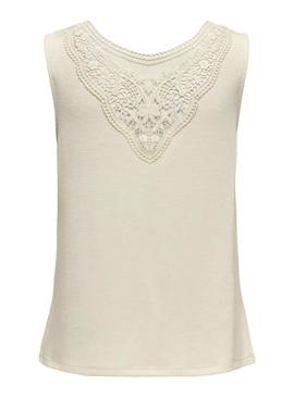 Camiseta Only Freda bege para mulher