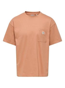 Camiseta Only and Sons King Loose laranja para homem.