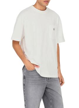 Camisa Only and Sons King Loose branca para homem.