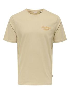 Camiseta Only and Sons Manuel Resort bege para homem.