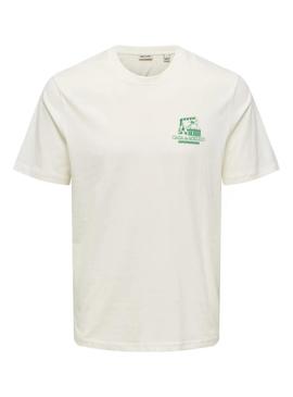 Camiseta Only and Sons Manuel Casa México branca para homem.