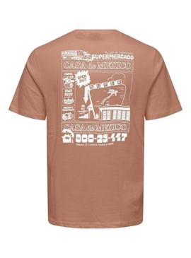 Camisa Only and Sons Manuel Casa México em telha para homem.