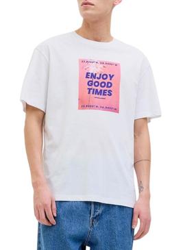 Camiseta Jack and Jones Porto branca para homem.