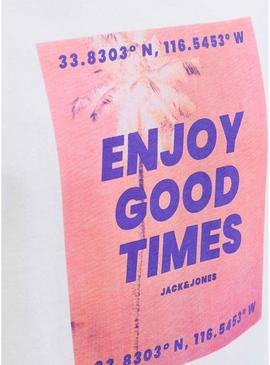 Camiseta Jack and Jones Porto branca para homem.